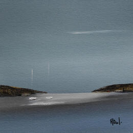 Painting Instant d'émotion 87 by Roussel Marie-Ange et Fanny | Painting Figurative Oil Marine, Minimalist