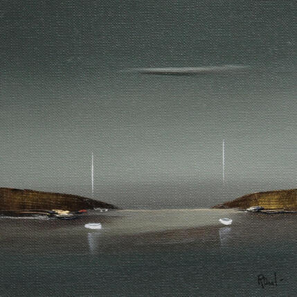 Painting Ambiance marine 87 by Roussel Marie-Ange et Fanny | Painting Figurative Oil Marine, Minimalist