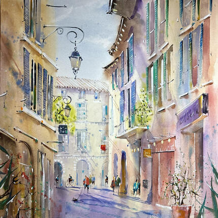 Gemälde la vieille ville d’Aix Aix-en-Provence von Bailly Kévin | Gemälde Figurativ Aquarell, Tinte Architektur, Urban
