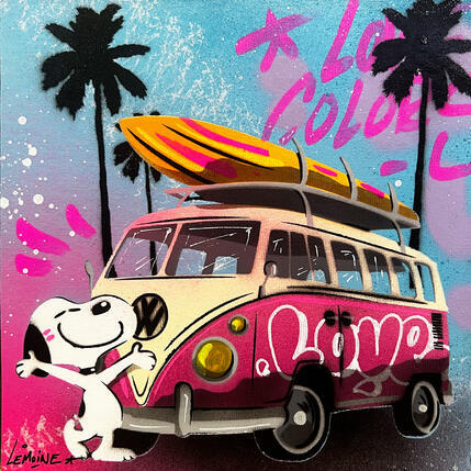 Painting Pink Van by Lemoine Mael | Painting Pop-art Acrylic, Graffiti Pop icons