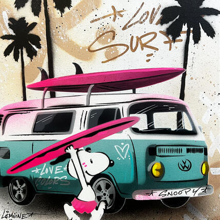 Painting Van turquoise by Lemoine Mael | Painting Pop-art Acrylic, Graffiti Pop icons