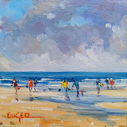 Pintura LES PECHEURS A MAREE BASSE AU TOUQUET por Euger | Pintura