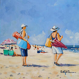 Painting  L'ARRIVEE SUR LA PLAGE AU TOUQUET  by Euger | Painting