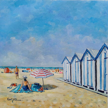 Pintura  CABINES RAYEES AU TOUQUET por Euger | Pintura