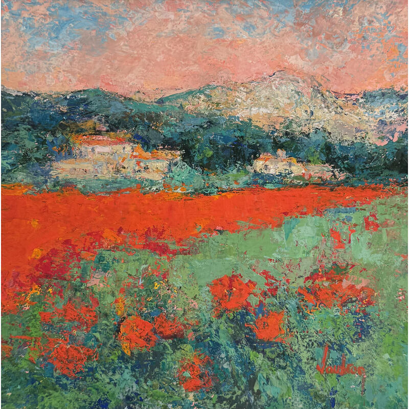 Painting Les coquelicots à Lauris by Vaudron | Painting Figurative