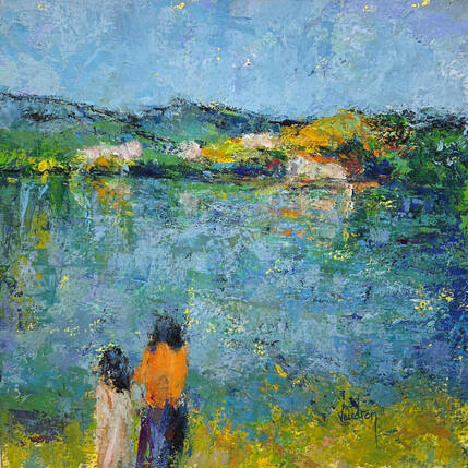 Pintura Au bord du lac por Vaudron | Pintura