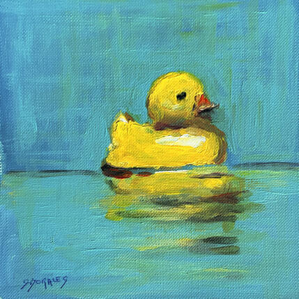 Painting canard de bain by Morales Géraldine | Painting Figurative Acrylic Still-life