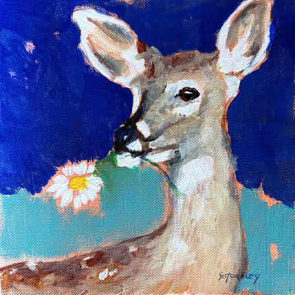 Painting Faon 1 by Morales Géraldine | Painting Figurative Acrylic Animals