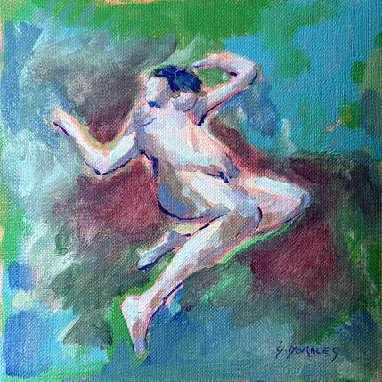 Painting détente by Morales Géraldine | Painting Figurative Acrylic Nude