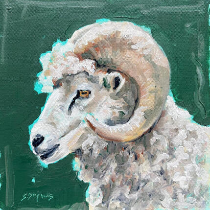 Painting le Bélier by Morales Géraldine | Painting Figurative Oil Animals, Pop icons