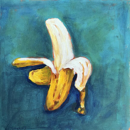Painting banane épluchée by Morales Géraldine | Painting Figurative Acrylic Pop icons, Still-life