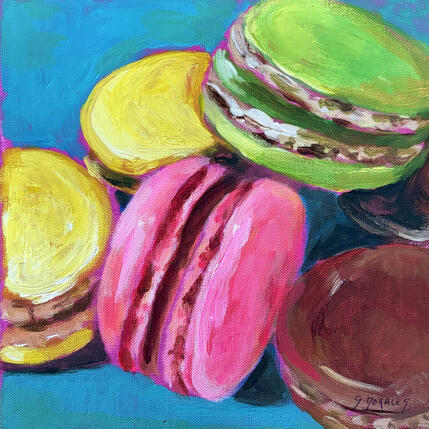 Painting macarons by Morales Géraldine | Painting Figurative Acrylic Pop icons, Still-life