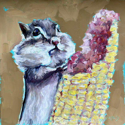 Painting Maïs by Morales Géraldine | Painting Figurative Oil Animals