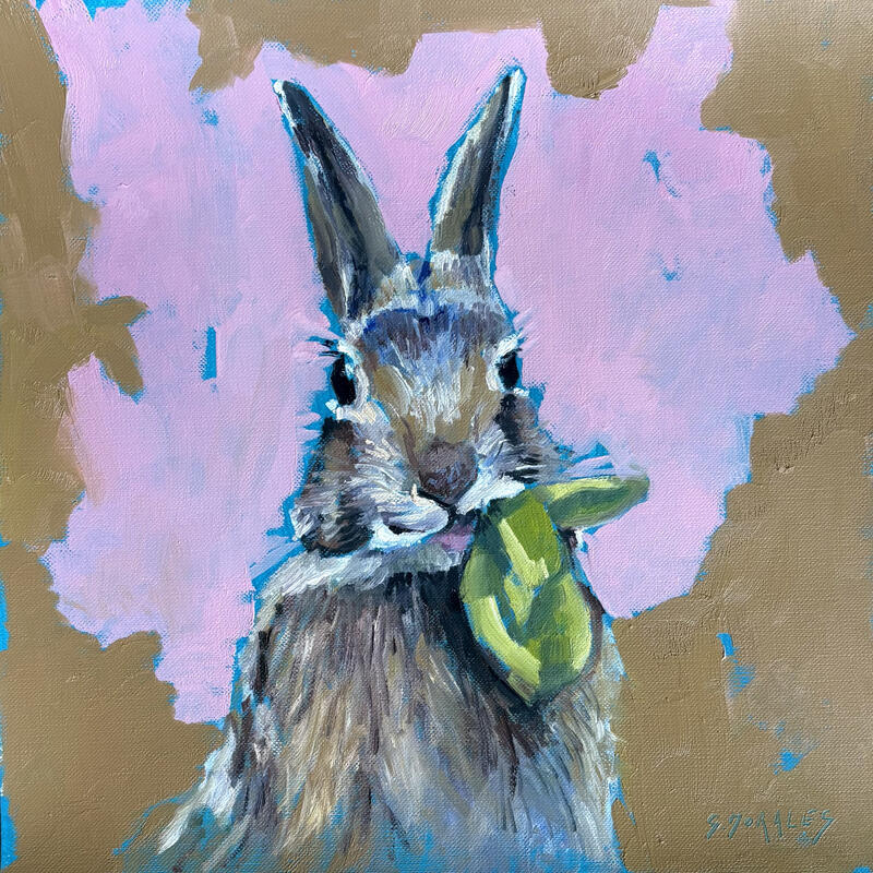 Painting Lapin à croquer by Morales Géraldine | Painting Figurative Animals Oil