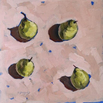 Painting Les 4 poires by Morales Géraldine | Painting Figurative Oil Still-life