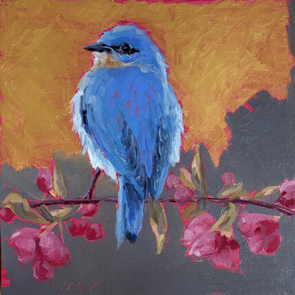 Painting Le piaf bleu by Morales Géraldine | Painting Figurative Oil Animals