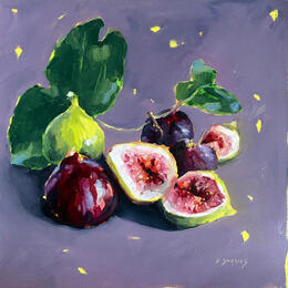 Painting figues multicolore by Morales Géraldine | Painting Figurative Oil Still-life