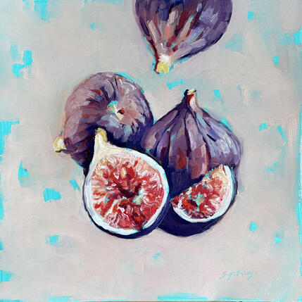 Painting figues appétissantes by Morales Géraldine | Painting Figurative Oil Still-life