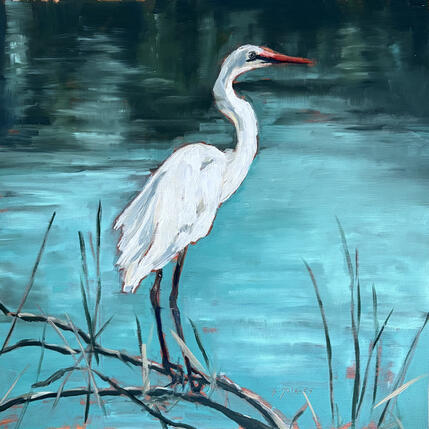 Painting Echassier by Morales Géraldine | Painting Figurative Oil Animals