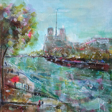 Pintura Les quais parisiens  por Solveiga | Pintura