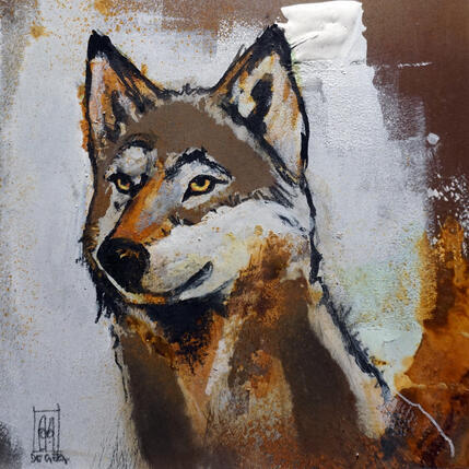 Peinture Petit loup par De Géa Olivier  | Tableau