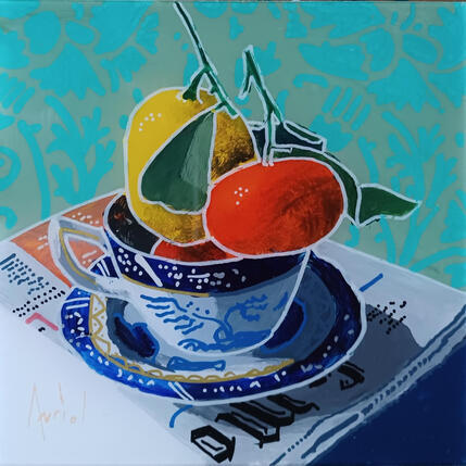 Peinture Hubert avait décidé de se passer de café par Auriol Philippe | Tableau Figuratif Acrylique, Plexiglas, Posca Natures mortes