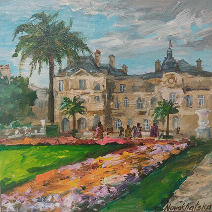 Painting Jardin du Luxembourg by Novokhatska Olga | Painting Figurative Acrylic, Oil Urban