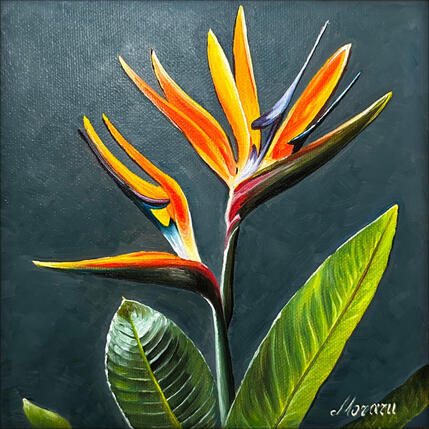 Painting Flamme bleue by Moraru Vadim | Painting Realism Oil Nature, Pop icons