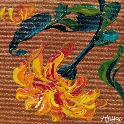 Painting Oeillet orangé by Amblard Florence | Painting