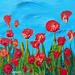 Painting Coquelicots by Amblard Florence | Painting Landscapes Nature Acrylic