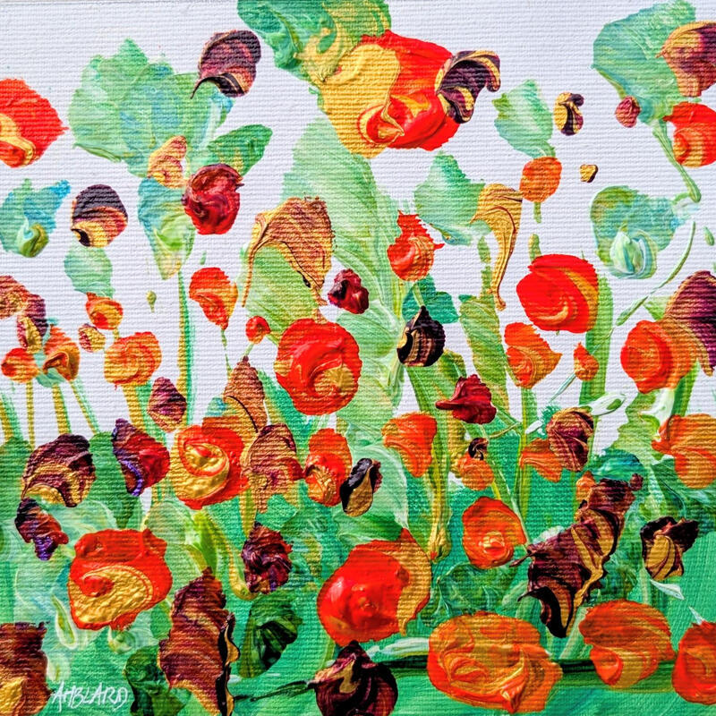 Painting Dans la prairie fleurie by Amblard Florence | Painting Impressionism Landscapes Nature Acrylic