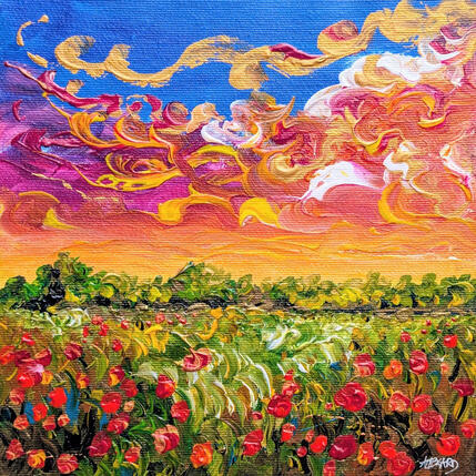 Painting Poppies at sunset  by Amblard Florence | Painting