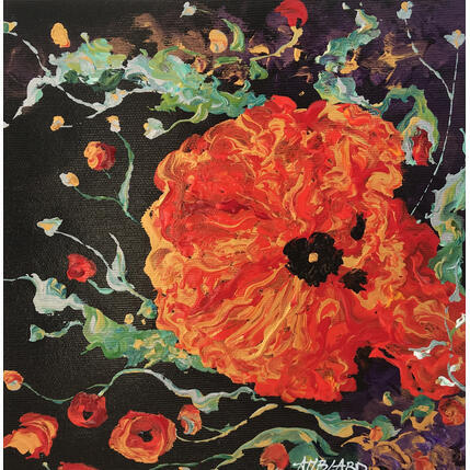 Painting Beautiful Poppies  by Amblard Florence | Painting Impressionism Acrylic Landscapes, Nature