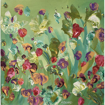 Painting Envolée de pétales mauves dorées by Amblard Florence | Painting  Acrylic Landscapes, Nature