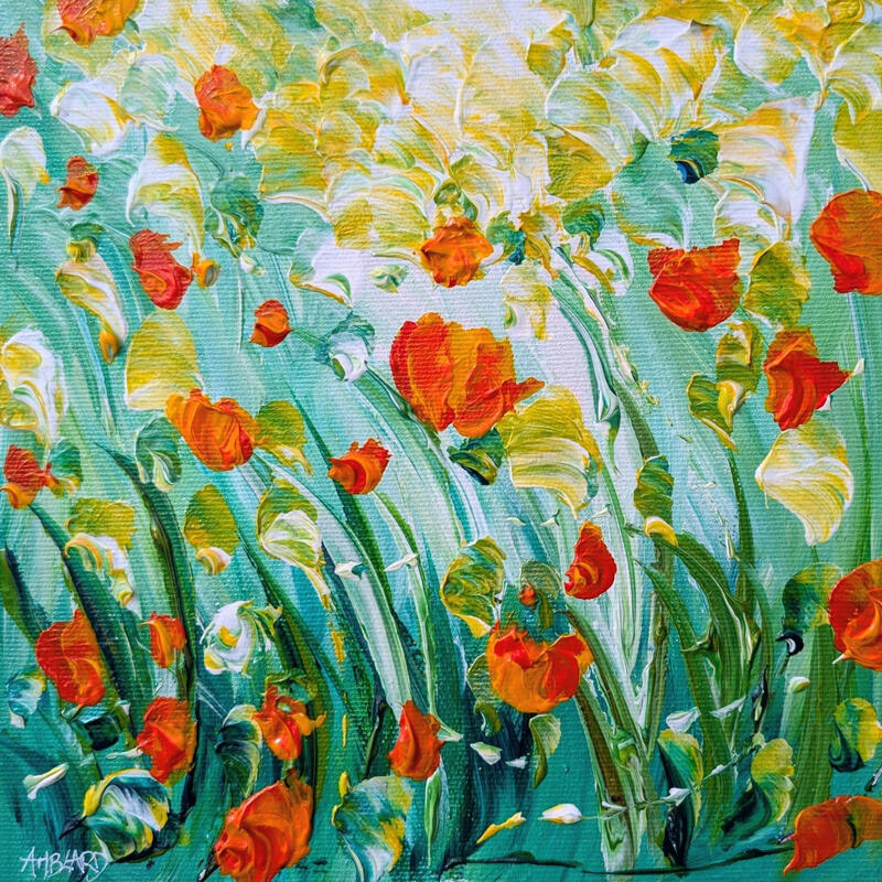 Painting Dans le pré by Amblard Florence | Painting Landscapes Nature Acrylic