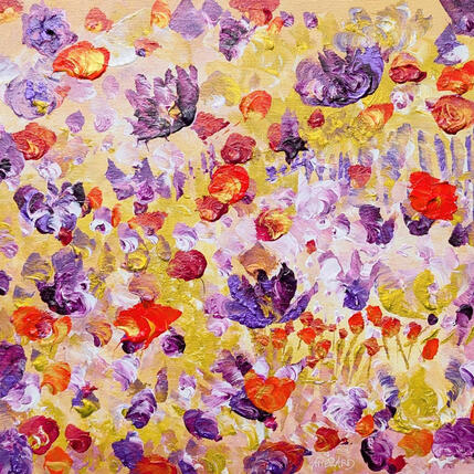 Painting Envolée de violettes et de coquelicots  by Amblard Florence | Painting