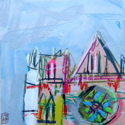 Peinture Cathédrale St jean par Anicet Olivier | Tableau Figuratif Acrylique, Pastel Architecture, Urbain