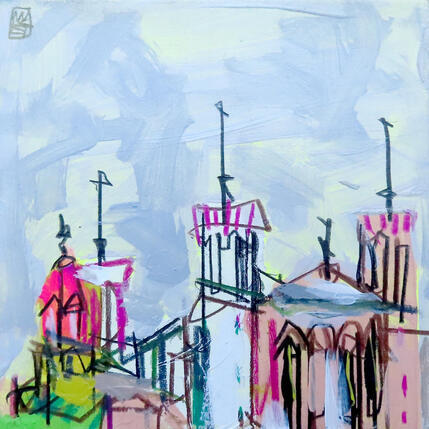Painting Théatre antique by Anicet Olivier | Painting Figurative Acrylic, Pastel Architecture, Urban
