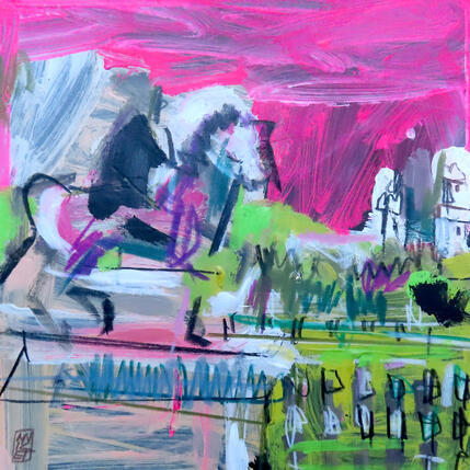 Painting Bellecour acte II by Anicet Olivier | Painting Figurative Acrylic, Pastel Architecture, Pop icons, Urban