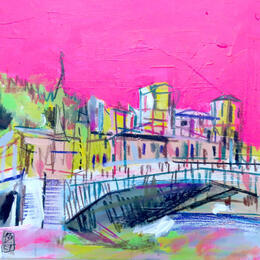 Painting Le pas du fleuve by Anicet Olivier | Painting Figurative Acrylic, Pastel Architecture, Pop icons, Urban