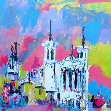 Peinture L'été fera danser la façade par Anicet Olivier | Tableau Figuratif Acrylique, Pastel Architecture, Urbain