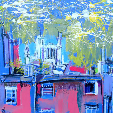 Peinture La flamme Blanche  par Anicet Olivier | Tableau Figuratif Acrylique, Pastel Architecture, Urbain
