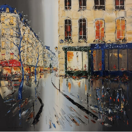 Painting On peut marcher sous la pluie by Rousseau Patrick | Painting Figurative Oil Urban