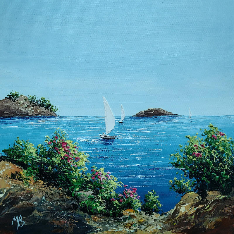 Painting Découvrir le littoral by Blandin Magali | Painting Figurative Landscapes Oil
