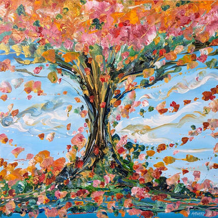 Painting Arbre de vie et son envolée de pétales by Amblard Florence | Painting