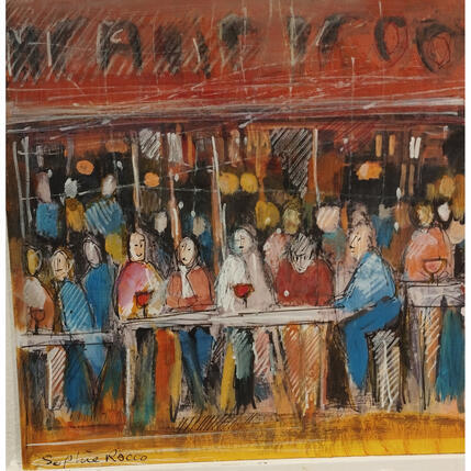 Painting Mon QG aux Abbesses by Rocco Sophie | Painting Raw art Acrylic, Gluing, Sand Pop icons