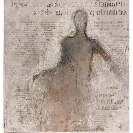 Peinture Présence par Rocco Sophie | Tableau Art Singulier Acrylique, Collage, Sable