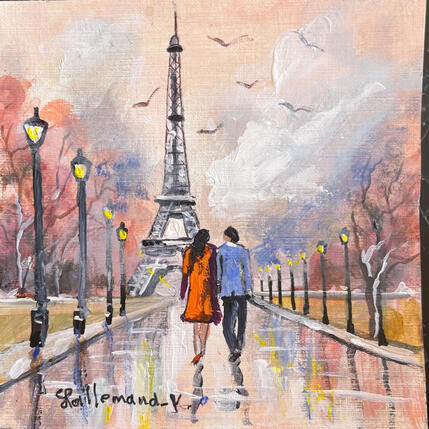 Pintura Promenade à deux por Lallemand Yves | Pintura Figurativo Acrílico Urbano