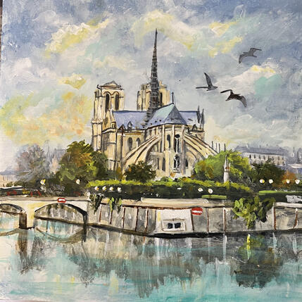 Peinture Lumière sur l’Ile par Lallemand Yves | Tableau Figuratif Acrylique Urbain