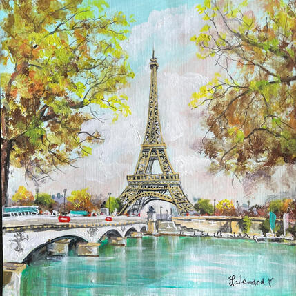 Peinture quai de seine par Lallemand Yves | Tableau Figuratif Acrylique Urbain